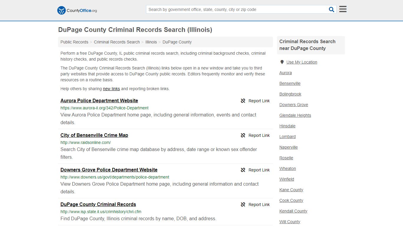 DuPage County Criminal Records Search (Illinois) - County Office